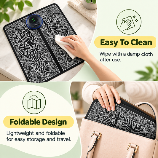 Wireless Foot Massager Mat | Rechargeable, Wireless, Portable (Black)