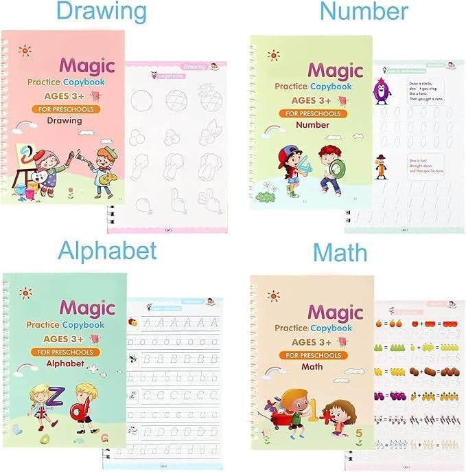 Sank Magic Practice Copybook Set – Reusable Writing & Number Tracing Books for Kids