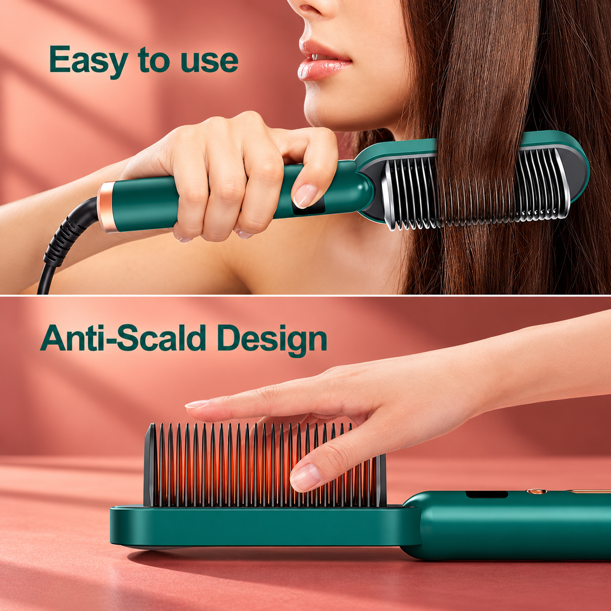 Electric Hair Straightener Ionic Ceramic Brush with Multiple Heat Settings