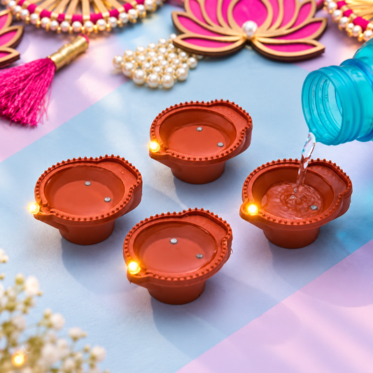 Magic Water-Activated LED Diyas | Flameless Diwali Festive Lights (Pack of 6)