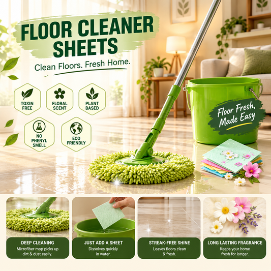 Floor Cleaner Sheets | Dissolvable Multi-Surface Floor Cleaning Sheets | 1 Sheet = 1 Clean