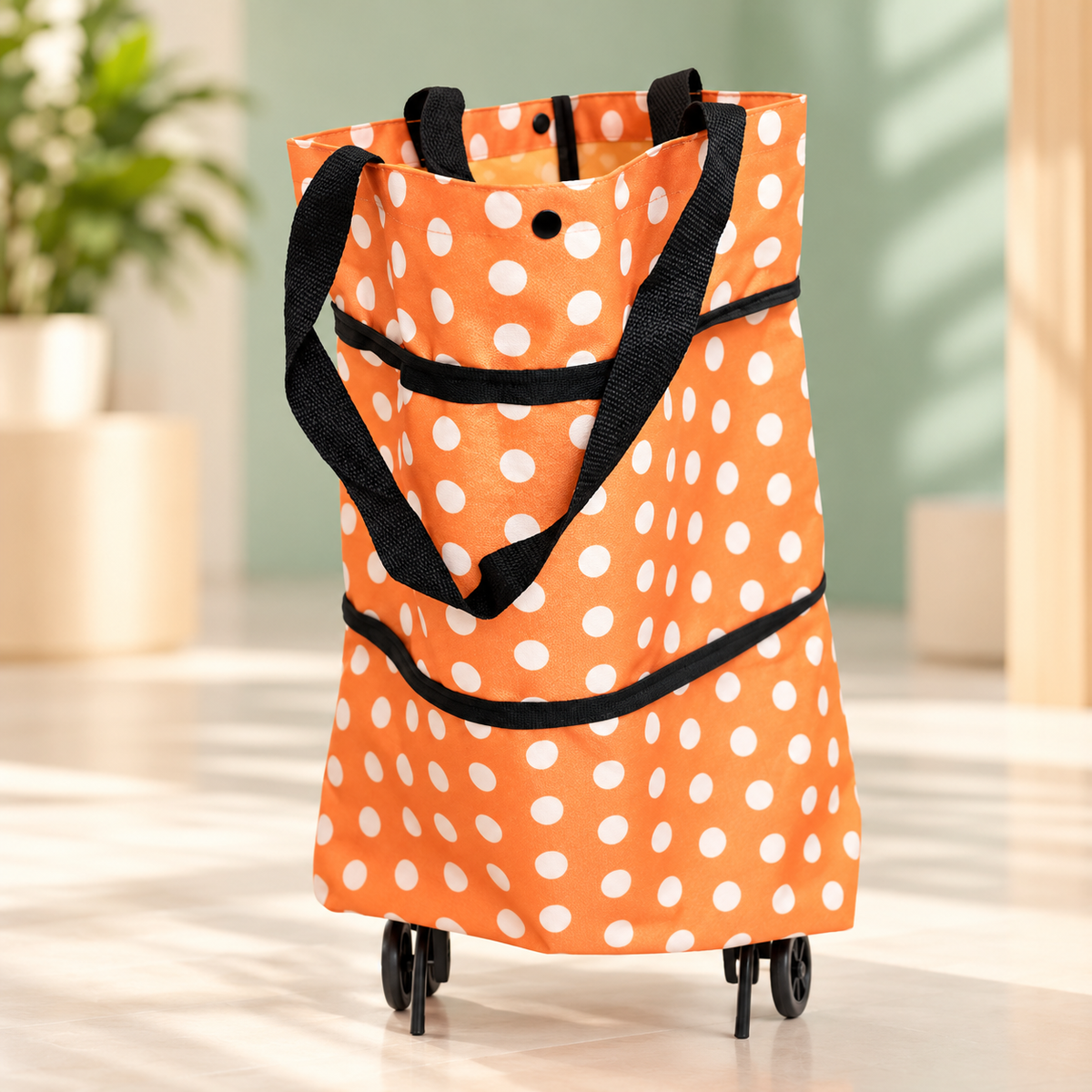 Foldable Shopping Trolley Bag with Wheels, Waterproof