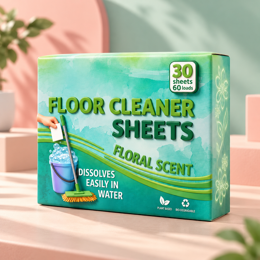 Floor Cleaner Sheets | Dissolvable Multi-Surface Floor Cleaning Sheets | 1 Sheet = 1 Clean