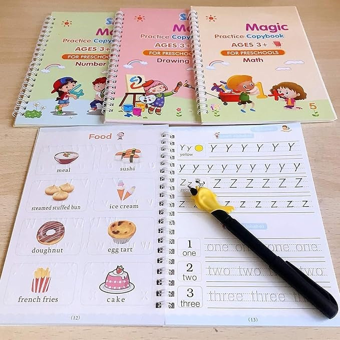 Sank Magic Practice Copybook Set – Reusable Writing & Number Tracing Books for Kids